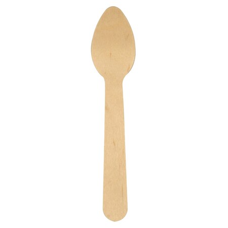 Abena Teaspoons, Natural Birchwood, Eco-Friendly, 4.3 Inch, Brown, Biodegradable & Compostable, PK1000 132444